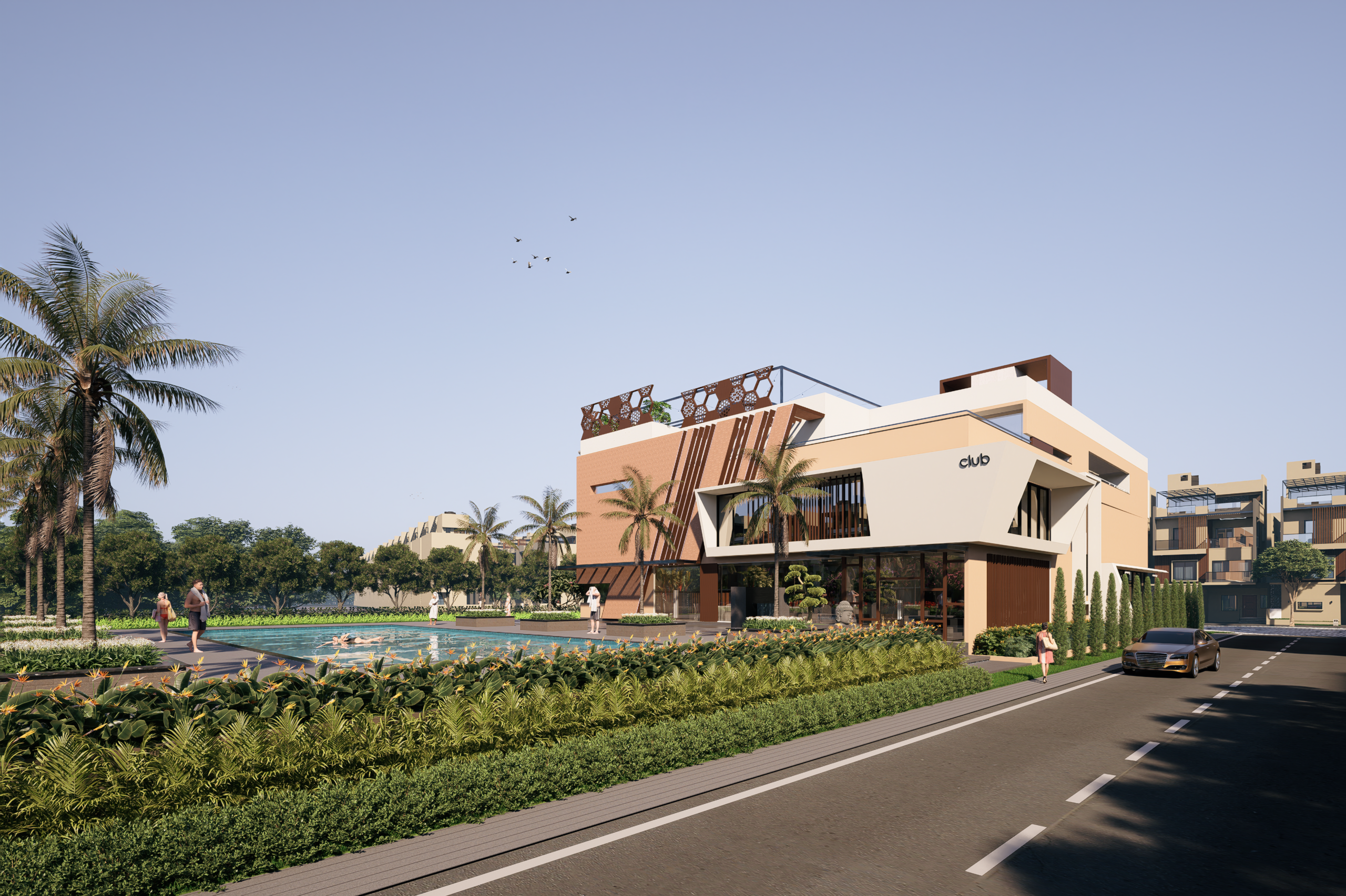 Eco-City clubhouse and pool