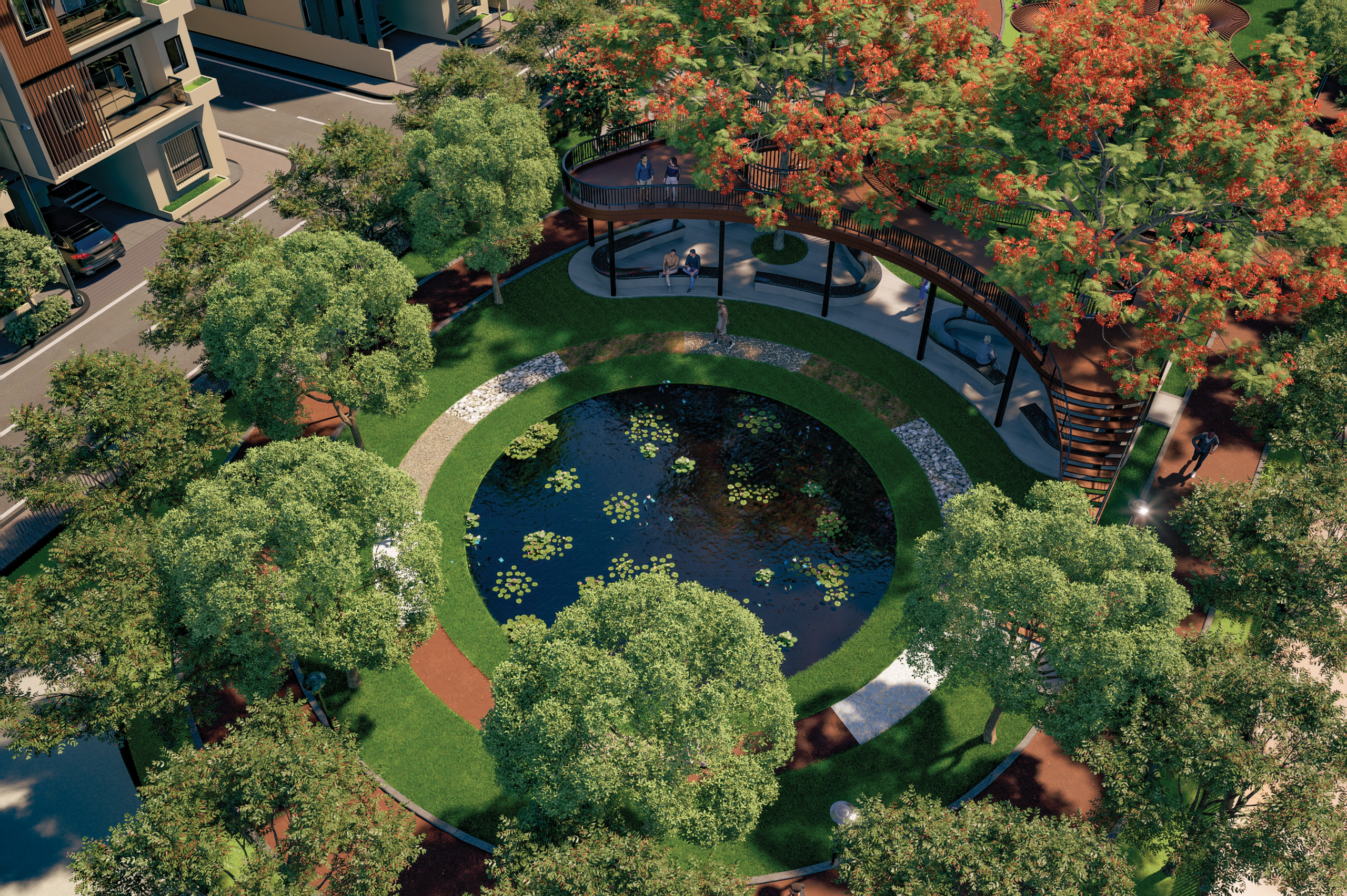 Eco-City aerial garden view